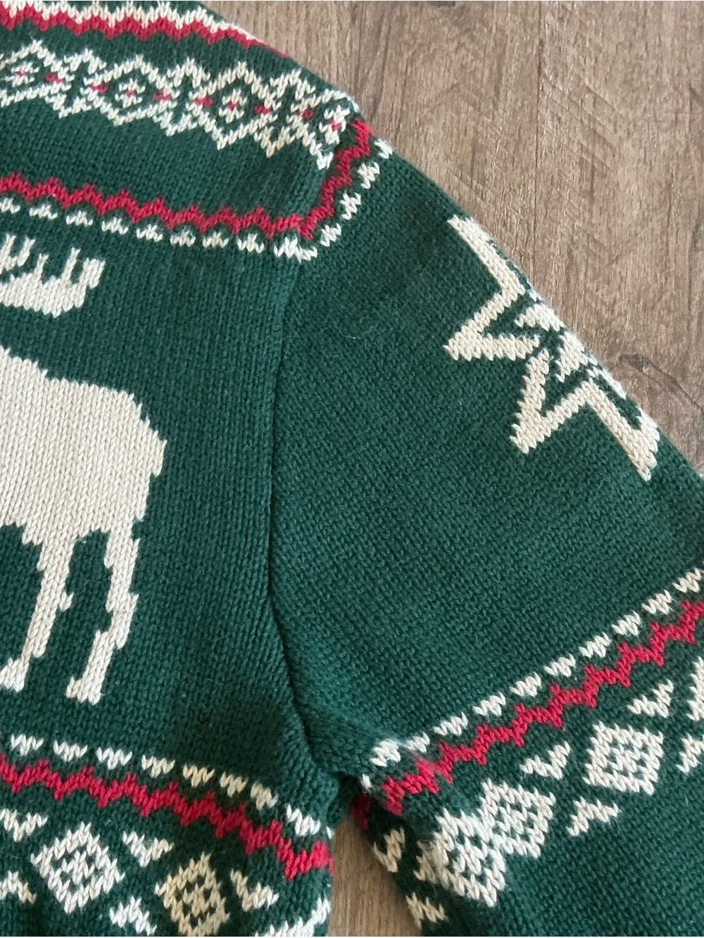 American Living Sweater Men's M Green Fair Isle Nordic Moose Lodge Ski Holiday